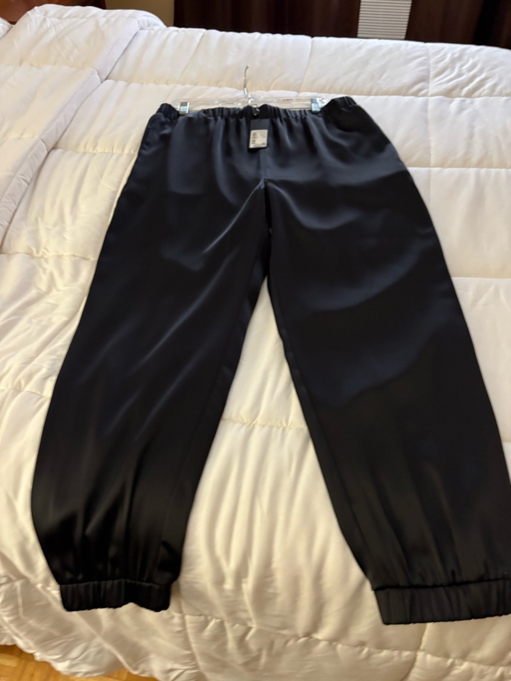 Gianni Bini Black Satin Track Joggers
